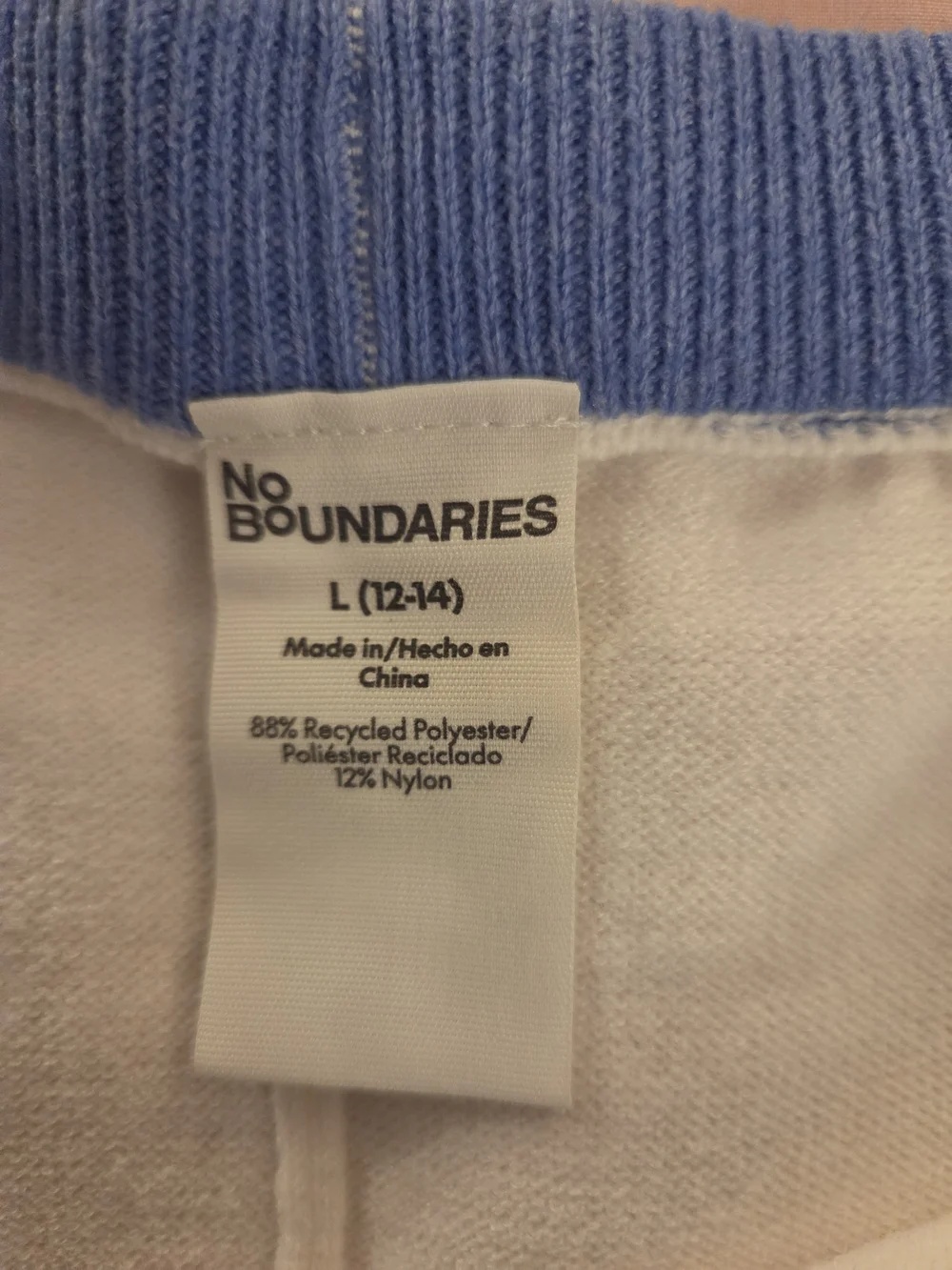No Boundaries White Tee with Light Blue Trim 2 Pc Set - Picture 5 of 8
